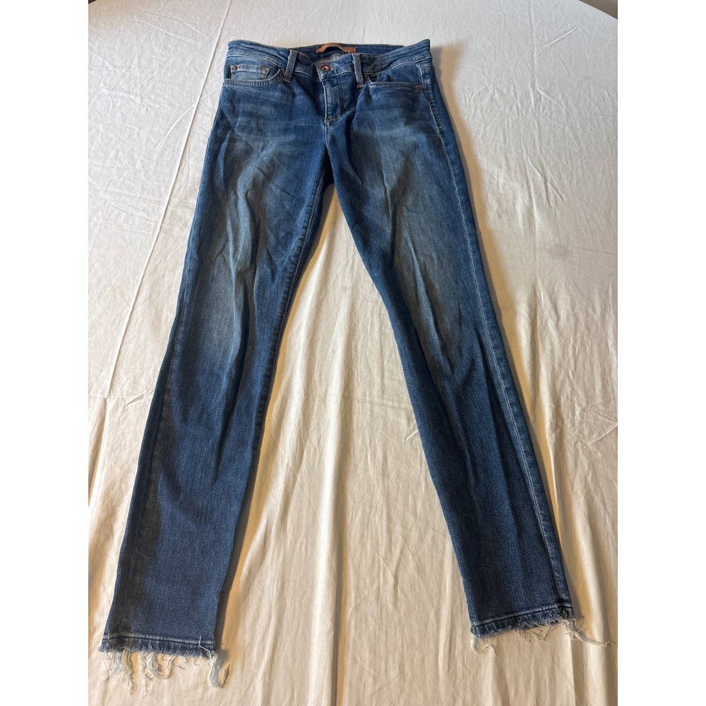 Joe's Jeans Skinny Jeans Womens 28 Blue Good Raw Hem Frayed Mid Rise Denim